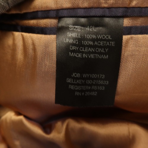 Hopsack Jacket M MT Brown Gray Check 100% Wool Blazer Sport Coat Perry Ellis 42L - Picture 8 of 15