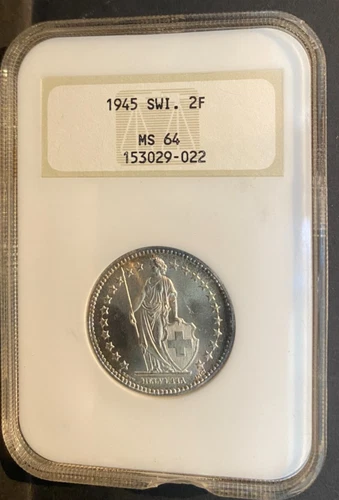SWISS, 1945  2FR , NGC, MS 64