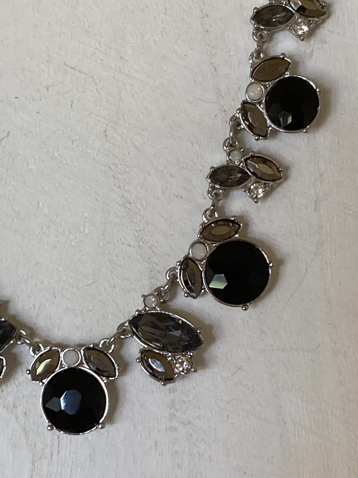 Vintage JC Signed Black, Clear, Gray & Opal Rhinestone Silver Tone ...