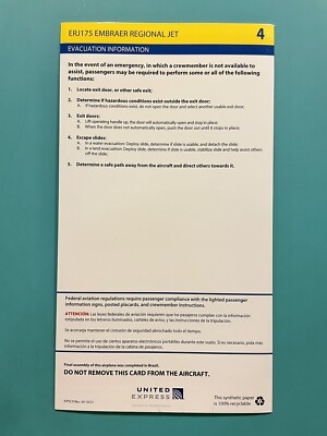 UNITED AIRLINES SAFETY CARD--CRJ 175 | eBay