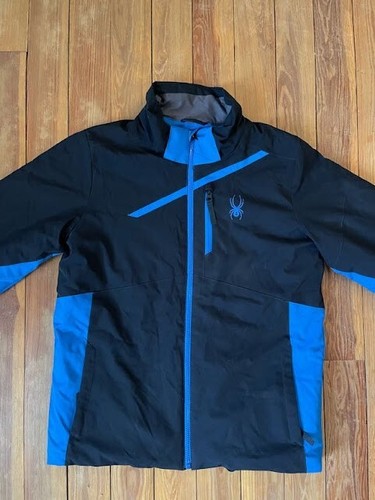 Size 18 kids - Spyder Challenger Boys Ski Winter Jacket Black blue Full Zip - Picture 2 of 11