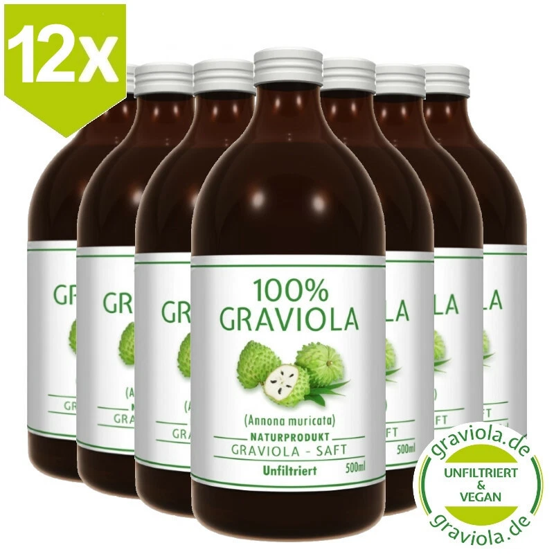 AÇAÍ DEALER KG 12 x 500 ml: 100% GRAVIOLA-SAFT - UNFILTRIERT. Stachelannone. Guanabana. Soursop