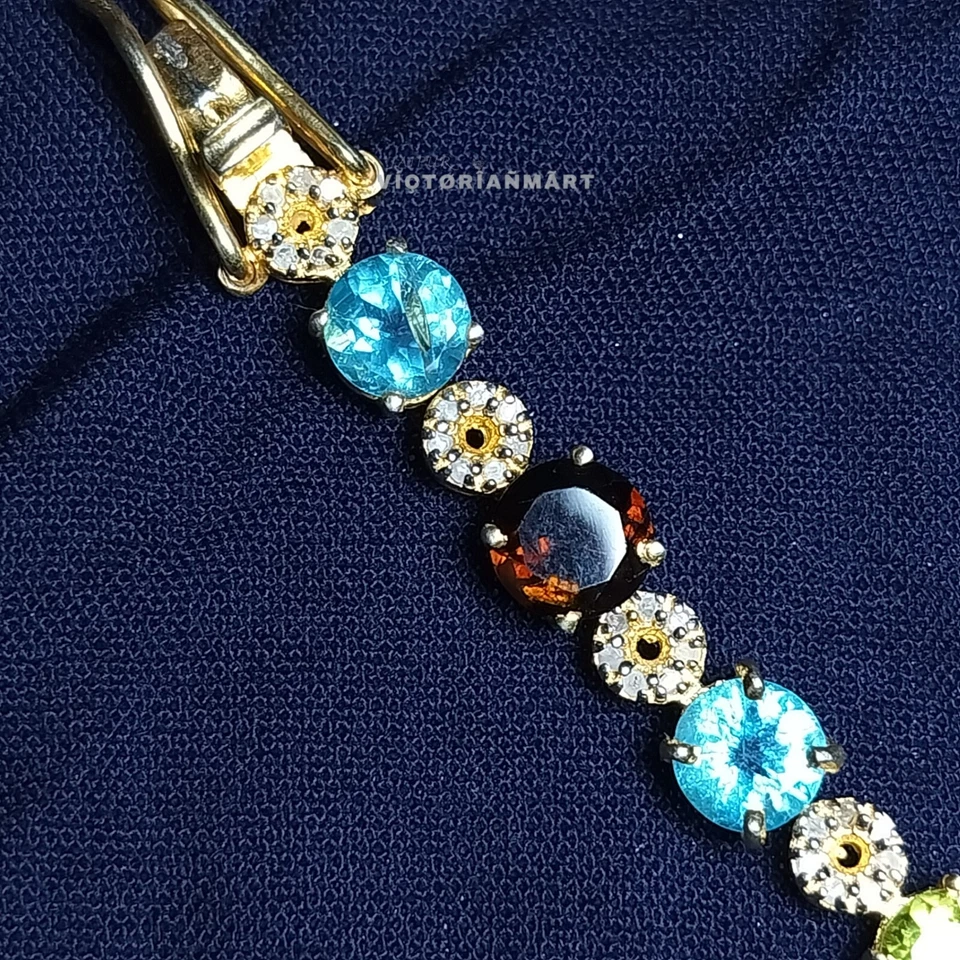 London Blue Topaz Tourmaline & Ruby Diamond Bracelet 925 Sterling Silver Jewelry - Image 4 of 4