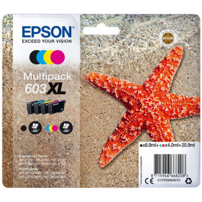 Epson C13T03A64010 603XL Tintenpatrone MultiPack Bk,C,M,Y 8,9ml + 3x4ml VE=4