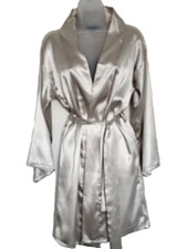 041 Pretty Little Thing Silver Belted Satin Robe Kimono