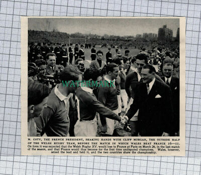 C676) Cliff Morgan Welsh Rugby Team French President M Coty - 1955 Cutting