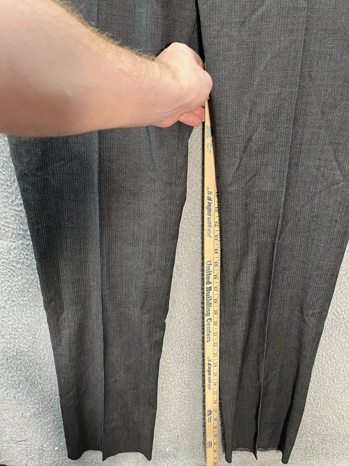 Pantalones Kenneth Cole Para Hombres 42x37 Gris Rayas Lana Delete Calce Ajustado Separados Nuevos Foto 4 de 4