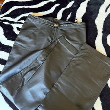 Vintage Y2K Ralph by Ralph Lauren Black Genuine Leather Pants Bootcut Womens 14