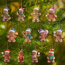12PCS Home Decoration Xmas Tree Ornament Gingerbread Man New Year Decor.