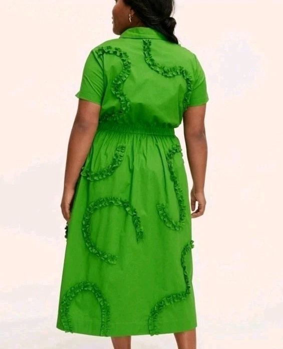 Abito camicia Kate Spade New York x Target a righe con accento a nastro taglia 4x verde nuovo con etichette