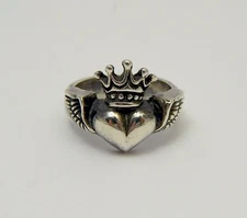 Queen Baby Sterling Crowned Winged Heart Ring Sz 6 King Baby Studio Free Ship