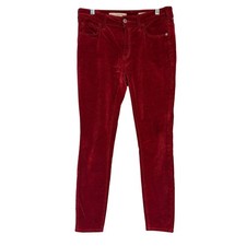 Pilcro and the Letterpress Anthropologie Red Velvet High-Rise Skinny Pants 27