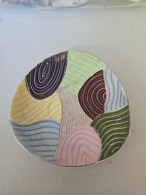 Vintage 1950's Saucer Lenwile Ardalt Moriage Clay Art Triangle Shaped  Saucer