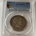 1901 P Barber Half Dollar PCGS F15 Nice Original Surfaces