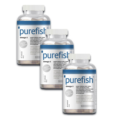 3x Elexir Purefish Omega 3 Fischöl 180 Kapseln | Arctic DHA EPA DPA Supplement