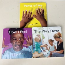 3 Lovevery Montessori Books for Toddlers How I Feel, Parts Of Me, The Play Date