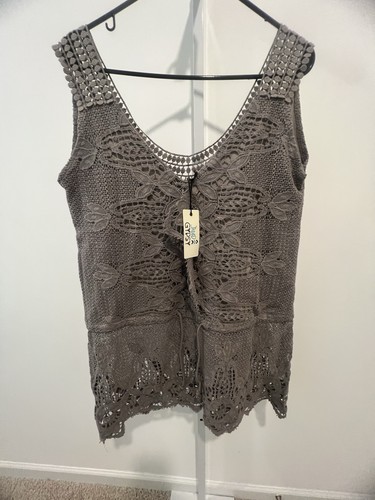 Jaded Gypsy / ärmelloses Top mit Spitze / grau / Größe: S/M. P2P 21’