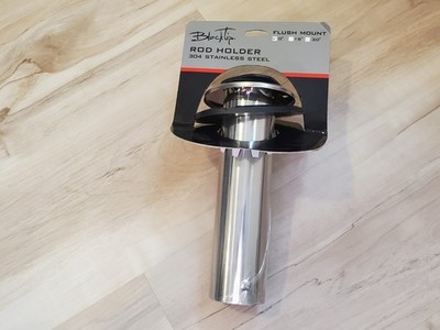 Blacktip Flush Mount 0 Degree Rod Holder 0°  304 Stainless Steel PVC Liner & Cap