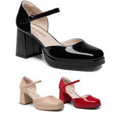 DREAM PAIRS Women's Platform Mary Jane Pumps Chunky Block Heel Dress Shoes