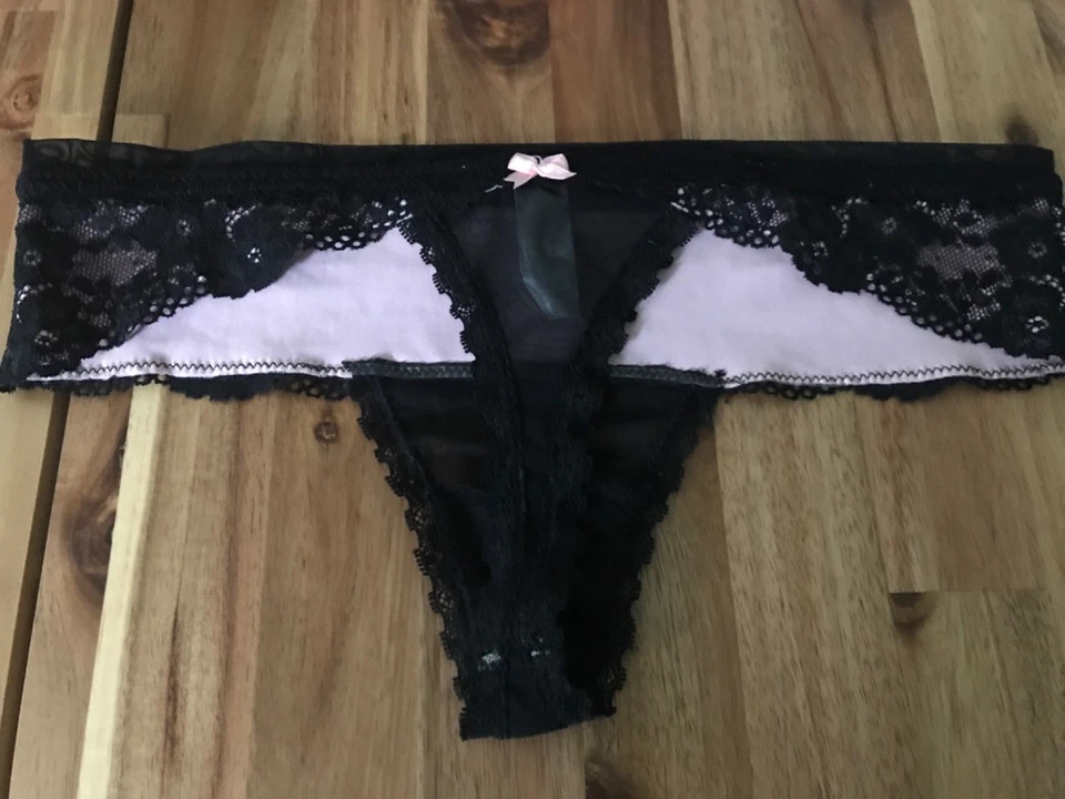 Pou moi Black pink  lace thong UK 12 LACE NEW - Image 4 of 4