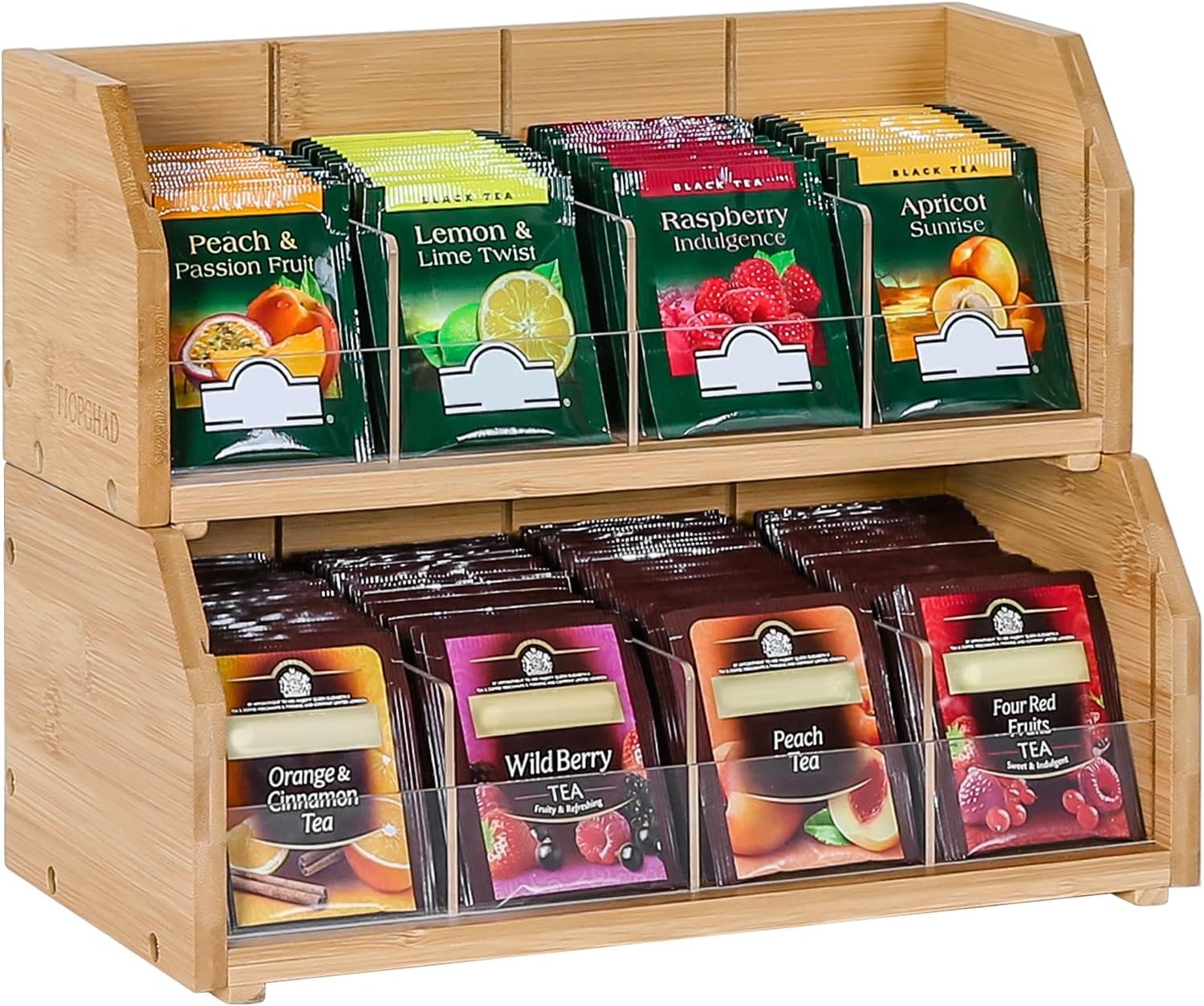 Bag Organizer And Stand - Wooden Tea Caddy Container