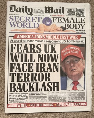 Daily Mail 23. Juni 2025 23.6.25 USA Angriff Iran Bunker