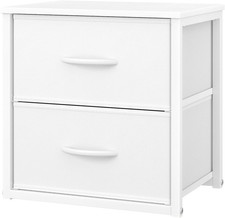Stackable Storage Drawers White Closet Organizer W/ Wooden Top Metal Frame