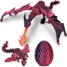 3D Printed Fire-Breathing Winged Dragon  (Assembly) W/Egg & Hidden Winged Baby