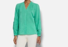 Kobi Halperin Womens Green Laguna Pintuck But...