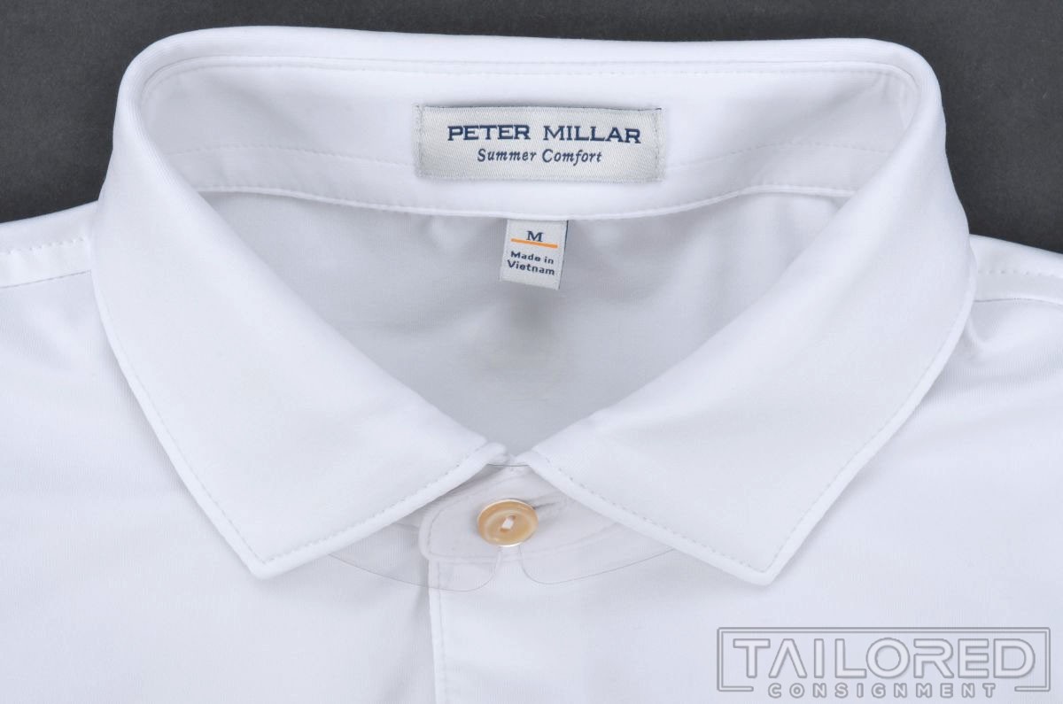 PETER MILLAR Solid White Polyester Mens Casual Po… - image 5