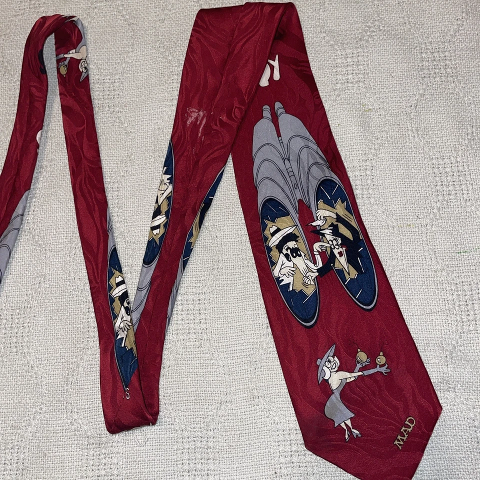 Corbata de vestir Mad Magazine para hombre talla 57” 3,5” rojo motivo loco negocios formal Foto 4 de 4