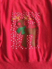 Vintage 1990s, Y2K Hand Painted Christmas Sweatshirt. Rudolph Sz Medium Unisex