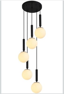 KCO Lighting 5 Light Cluster Pendant Lighting White Globe Chandelier Light...