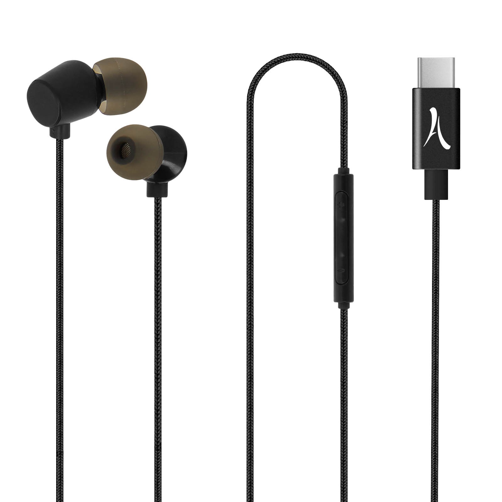 Écouteurs USB-C Akashi filaires intra-auriculaires magnétiques noirs