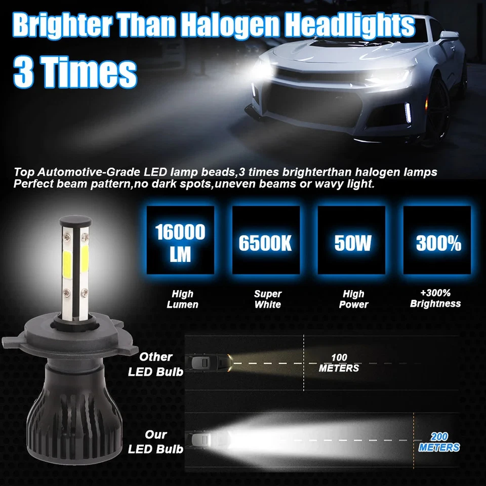 2PCS LED 6500K H11 H4 H7 H1 H3 H8 9004 9005 9007 Car LED Headlight Headlamp 12V - Image 2 of 4