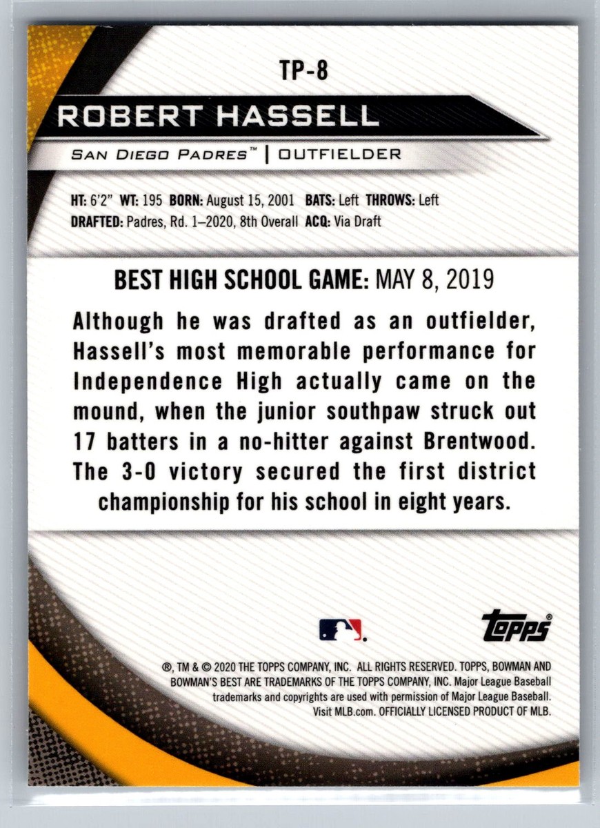 2020 Bowman's Best #TP-8 Robert Hassell Top Prospects *PA | eBay