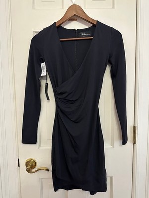 ARITZIA TEN by Babaton Passion Black Faux Wrap Dress - Size XS - NEW WITH TAGS