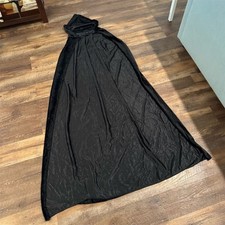 Black Hooded Vampire Witch Velour Cape Cloak Halloween Costume Adult Unisex