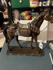 Vintage 1950’s Tacked Up Saddle Mosaic Mirror Accents & Chain Bridle Harness