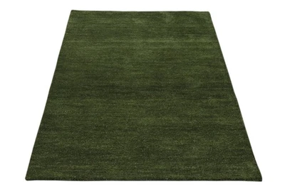 Gabbeh Teppich 100% Wolle Grün Uni Farbe 120x180 cm  Handgemacht PL22 - Bild 1 von 4