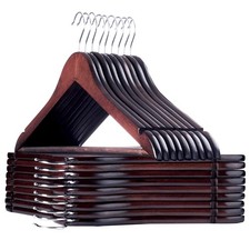 Coat Hangers, 18 Pack Solid Wooden Suit Hangers with Notched Cut Shoulder, No...