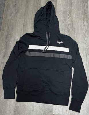 USED BLACK CARBON WHITE RAPHA BREVET HI VIZ CYCLING HOODIE JACKET Small