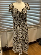 Linea black/cream lined Silk Evening/occasion Dress UK 14 Midi