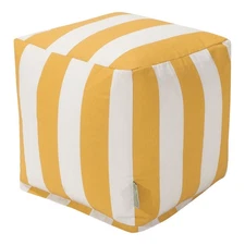 Majestic Home Goods Cube Pouf Vertical Stripe Yellow
