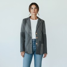 Vintage Knit Gray Blazer Made in USA from recycled cashmere