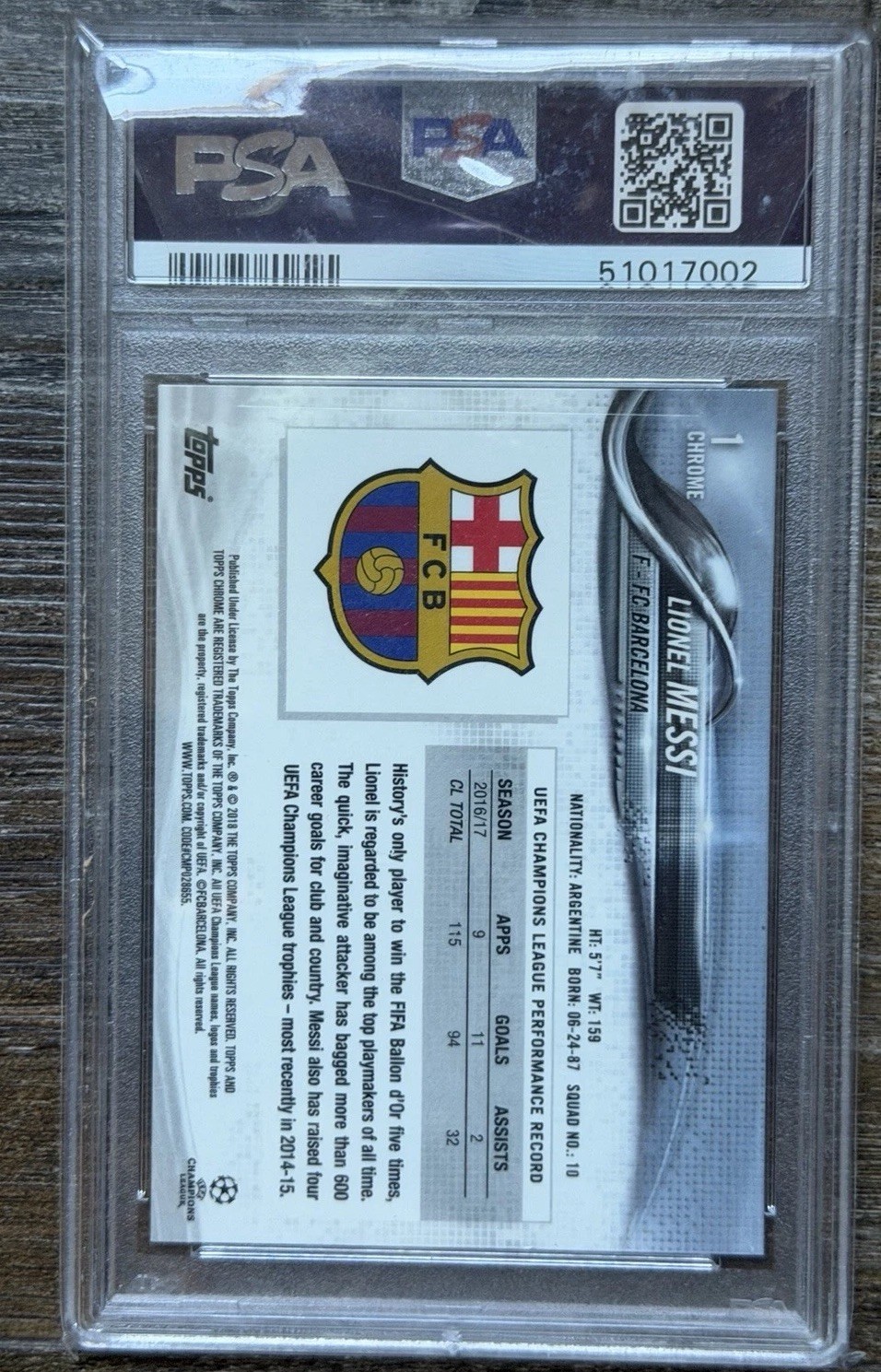 2017-18 Topps Chrome UEFA Champions League - Lionel Messi #1 Left Arm in... view 2