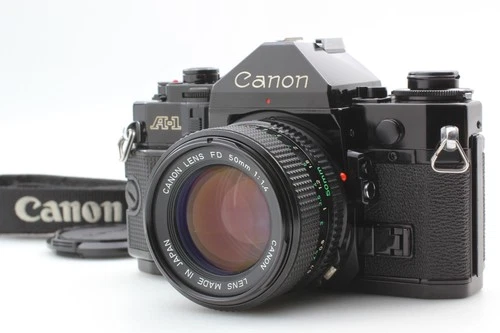 【MINT w/Strap】Canon A-1 35mm Film camera Black body NEW FD 50mm f/1.4 Lens JAPAN
