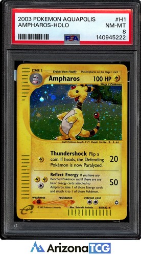 Pokemon 2003 Ampharos H1/H32 Holo Rare Aquapolis PSA 8