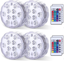 Submersible LED Pool Lights with Remote Pack of 4 Waterproof RGB 16 Colors