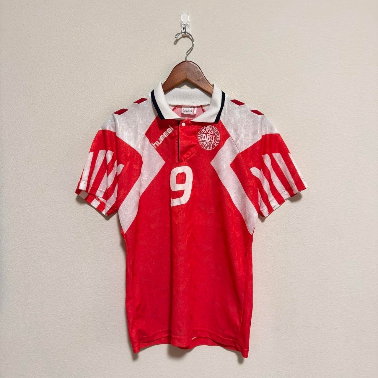 Vintage Denmark Soccer Jersey Rare 80s Kit Povlsen Youth Size Large Hummel